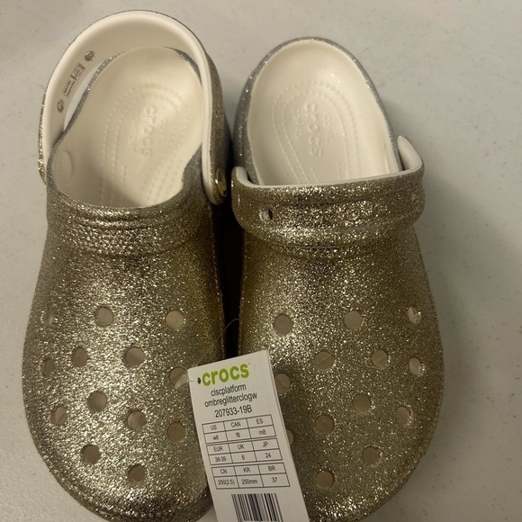 Platform Croc clogs.‎  Silver and gold - Picture 1 of 2